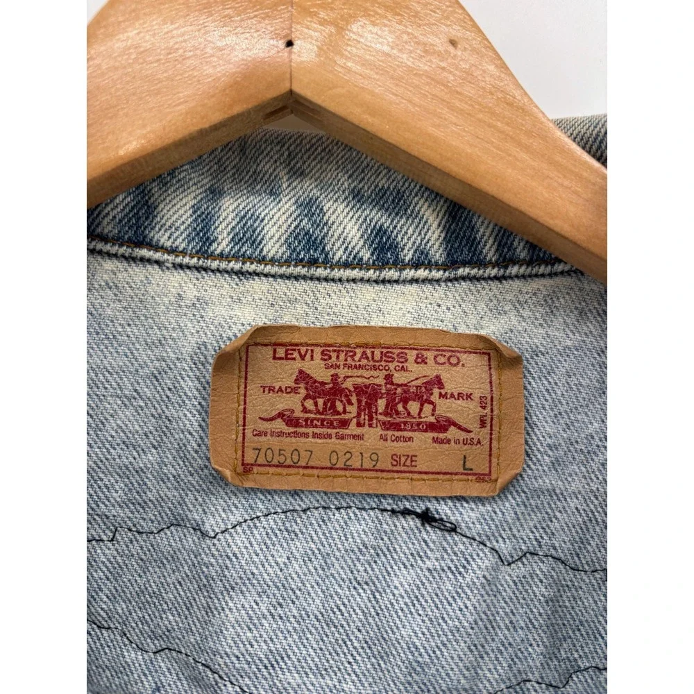 Levis Denim Vest Mens Blue Trucker Big Dog Motorcycles Choppers Large Vintage